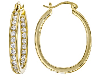 Picture of White Cubic Zirconia 18K Yellow Gold Over Sterling Silver Inside Out Hoop Earrings 3.00ctw