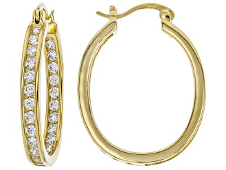 White Cubic Zirconia 18K Yellow Gold Over Sterling Silver Inside Out Hoop Earrings 3.00ctw