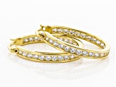 White Cubic Zirconia 18K Yellow Gold Over Sterling Silver Inside Out Hoop Earrings 3.00ctw