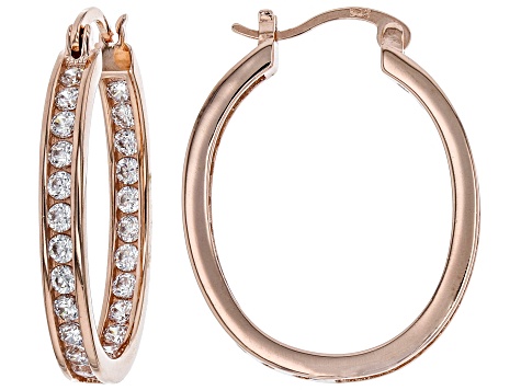 White Cubic Zirconia 18K Rose Gold Over Sterling Silver Inside Out Hoop Earrings 3.00ctw
