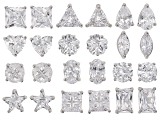 Cubic Zirconia Rhodium Over Sterling Silver Stud Earring Set Of 12 18.76ctw
