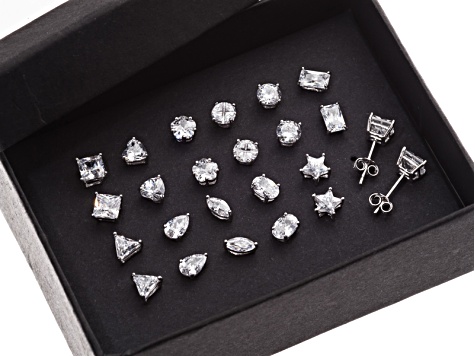 silver stud earrings set