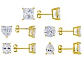 Cubic Zirconia 14k Yellow Gold Over Silver Earrings 30.00ctw