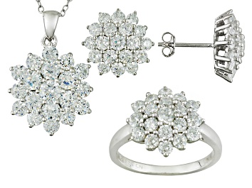 Picture of Cubic Zirconia Rhodium Over Sterling Silver Jewelry Set 8.64ctw