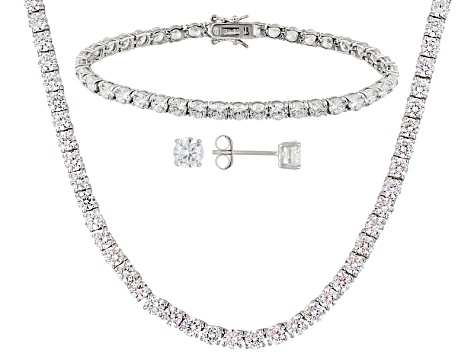 Silver necklacebracelet set