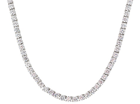 Cubic Zirconia Rhodium Over Sterling Silver Necklace, Bracelet And Earrings Set 62.00ctw