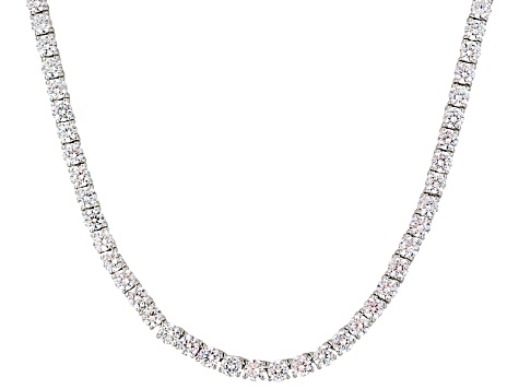 Cubic Zirconia Rhodium Over Sterling Silver Necklace, Bracelet And 