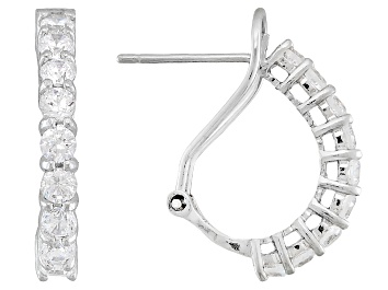 Picture of White Cubic Zirconia Rhodium Over Sterling Silver Huggie Earrings 1.62ctw