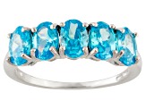 Blue Cubic Zirconia Rhodium Over Sterling Silver Ring 3.65ctw