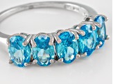 Blue Cubic Zirconia Rhodium Over Sterling Silver Ring 3.65ctw