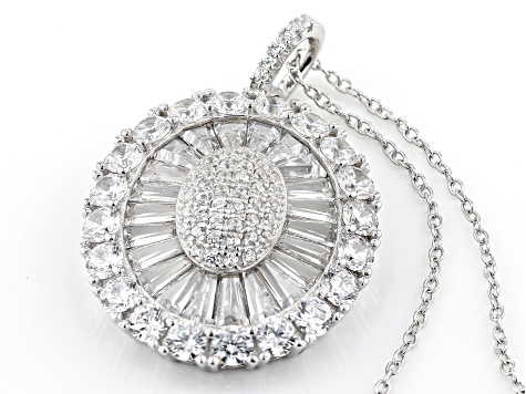 White Cubic Zirconia Rhodium Over Sterling Silver Pendant With Chain 5.83ctw