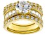 White Cubic Zirconia 18K Yellow Gold Over Sterling Silver Ring 6.45ctw
