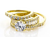 White Cubic Zirconia 18K Yellow Gold Over Sterling Silver Ring 6.45ctw
