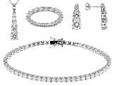 White Cubic Zirconia Rhodium Over Sterling Silver Jewelry Set 27.70ctw