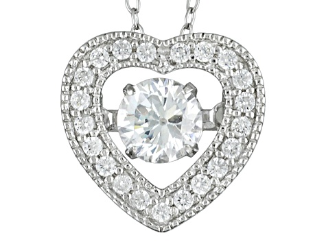Cubic Zirconia Rhodium Over Sterling Silver Heart Pendant With Chain .81ctw