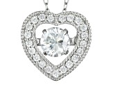 Cubic Zirconia Rhodium Over Sterling Silver Heart Pendant With Chain .81ctw