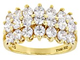 White Cubic Zirconia 18K Yellow Gold Over Sterling Silver Ring 3.78ctw