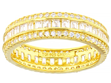 Picture of White Cubic Zirconia 18k Yellow Gold Over Sterling Silver Band Ring 3.25ctw