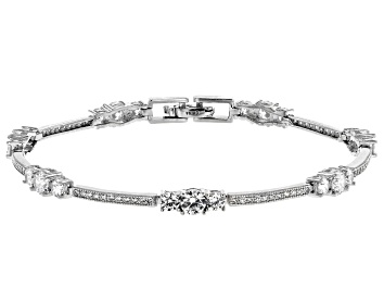 Picture of Cubic Zirconia Rhodium Over Sterling Silver Bracelet 6.40ctw