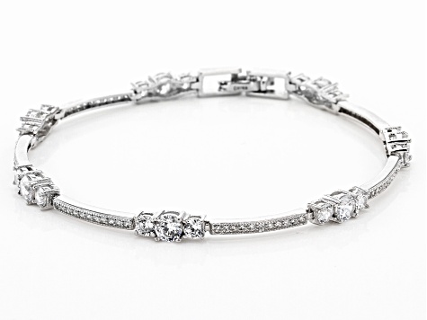 Cubic Zirconia Rhodium Over Sterling Silver Bracelet 6.40ctw