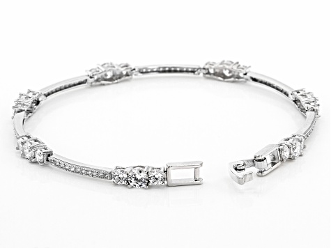 Cubic Zirconia Rhodium Over Sterling Silver Bracelet 6.40ctw