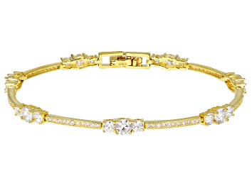 Picture of White Cubic Zirconia 18k Yellow Gold Over Sterling Silver Bracelet 6.40ctw