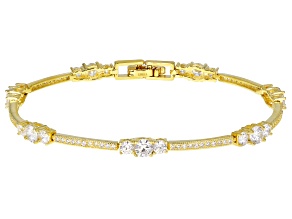 White Cubic Zirconia 18k Yellow Gold Over Sterling Silver Bracelet 6.40ctw