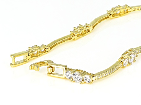 White Cubic Zirconia 18k Yellow Gold Over Sterling Silver Bracelet 6.40ctw