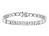 Cubic Zirconia Rhodium Over Sterling Silver Bracelet, Earrings And Pendant With Chain Set 44.80ctw