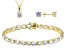 Cubic Zirconia 14k Yellow Gold Over Silver Bracelet, Earrings And Pendant With Chain Set 44.80ctw