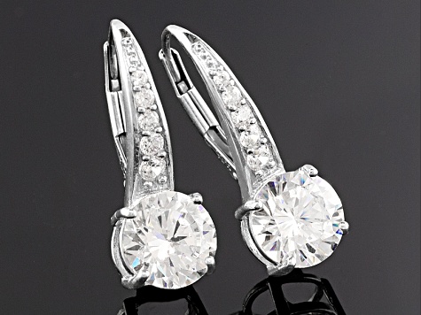 Cubic Zirconia Rhodium Over Sterling Silver Earrings 4.85ctw