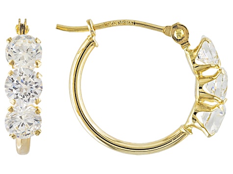 Cubic Zirconia 10k Yellow Gold Hoop Earrings 2 25ctw Dock99y Jtv Cubic Zirconia 10k Yellow Gold Hoop Earrings 2 25ctw