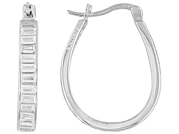 Picture of Cubic Zirconia Rhodium Over Sterling Silver Hoop Earrings 4.80ctw