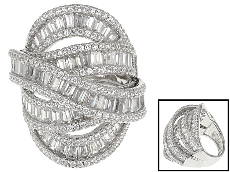 Cubic Zirconia Rhodium Over Sterling Silver Ring 8.83ctw