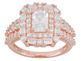 Cubic Zirconia 18K Rose Gold Over Sterling Silver Ring 3.66ctw