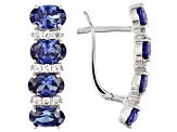 Blue And White Cubic Zirconia Rhodium Over Sterling Silver Earrings And Ring Set 7.75ctw
