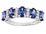 Blue And White Cubic Zirconia Rhodium Over Sterling Silver Earrings And Ring Set 7.75ctw