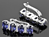Blue And White Cubic Zirconia Rhodium Over Silver Earrings And Ring Set 7.75ctw