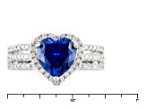 Blue And White Cubic Zirconia Rhodium Over Sterling Silver Heart Ring 3.50ctw