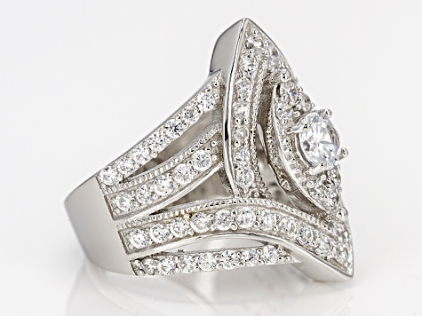 White Cubic Zirconia Rhodium Over Sterling Silver Ring 4.00ctw