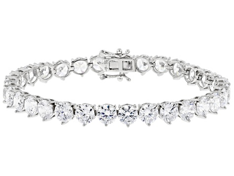 Cubic Zirconia Rhodium Over Silver Bracelet, Earrings And Necklace Set 102.30ctw