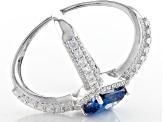 Blue And White Cubic Zirconia Rhodium Over Silver Ring 5.95ctw