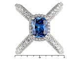 Blue And White Cubic Zirconia Rhodium Over Silver Ring 5.95ctw