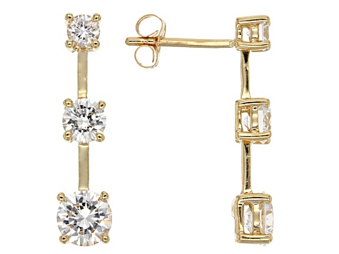 White Cubic Zirconia 14kt Yellow Gold Earrings 2 80ctw White Cubic Zirconia 14kt Yellow Gold Earrings 2 80ctw