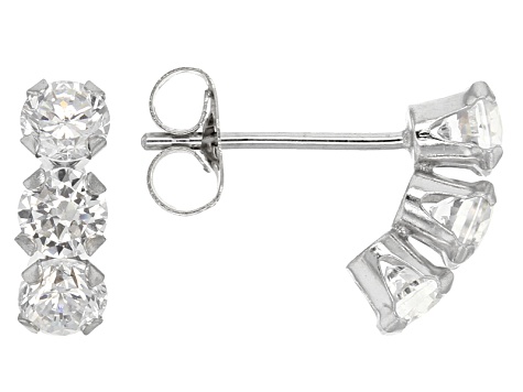 White Cubic Zirconia 10k White Gold Earrings 1.08ctw