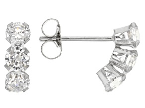 White Cubic Zirconia 10k White Gold Earrings 1.08ctw