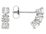 White Cubic Zirconia 10k White Gold Earrings 1.08ctw