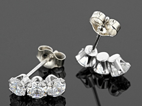 White Cubic Zirconia 10k White Gold Earrings 1.08ctw
