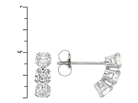 White Cubic Zirconia 10k White Gold Earrings 1.08ctw