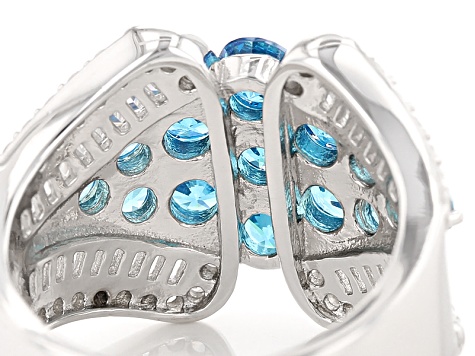 Blue And White Cubic Zirconia Rhodium Over Silver Ring 5.50ctw